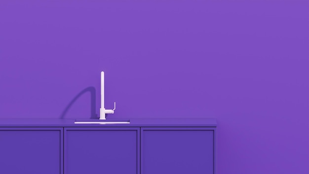 Фиолетовый – трендовый цвет года в кухонной комнате Интерьер комнаты в однотонном монохромном фиолетовом цвете