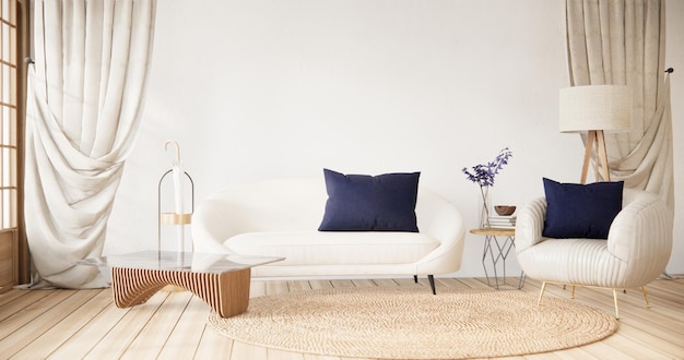 Photo purple japan interior style has a armchair sofa on living room minimal