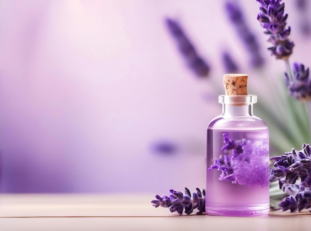 Photo purple lavender bouquet horizontal image with herbal for spa or medicine