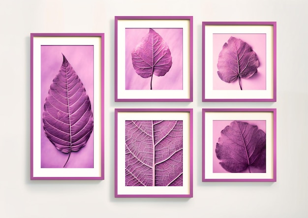 Purple leaf framed art collection