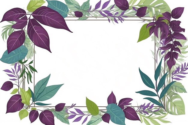 Foto purple leafy frame ontwerpvector