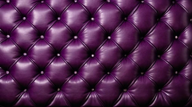 ダイヤモンドのパターンで縫い付けされた紫色の革の座席