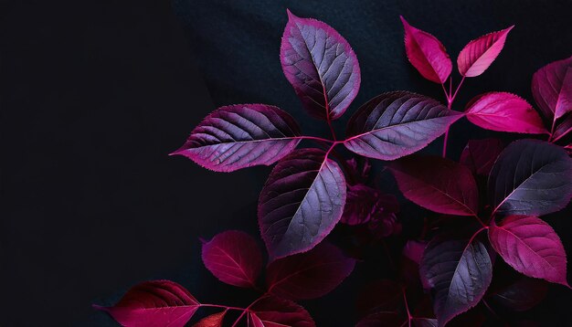 Purple leaves with a black background