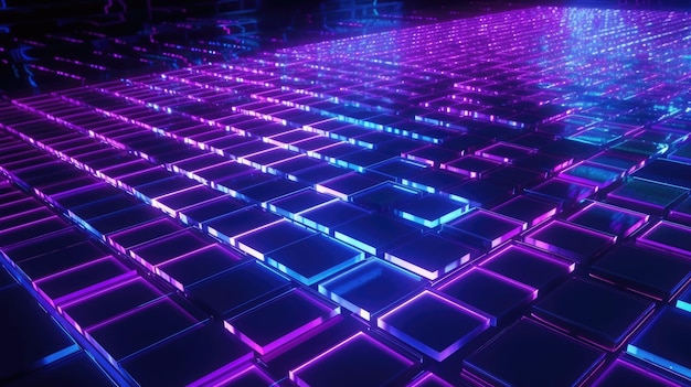 Фиолетовые светодиоды, неоновые огни, ядро Intel, созданное с помощью технологии генеративного искусственного интеллекта.