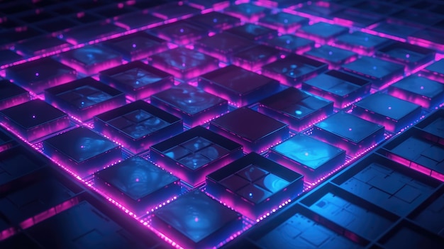 Purple led lights neon lights intel core created with Generative AI technology