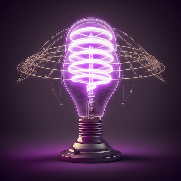 A purple light bulb with the word light on it