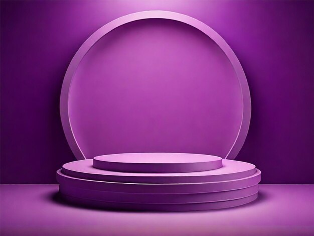 purple light round podium and purple background for mock up