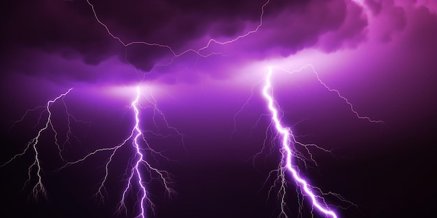 A purple lightning storm with purple clouds