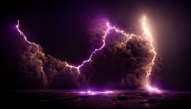 Photo purple lightning storm