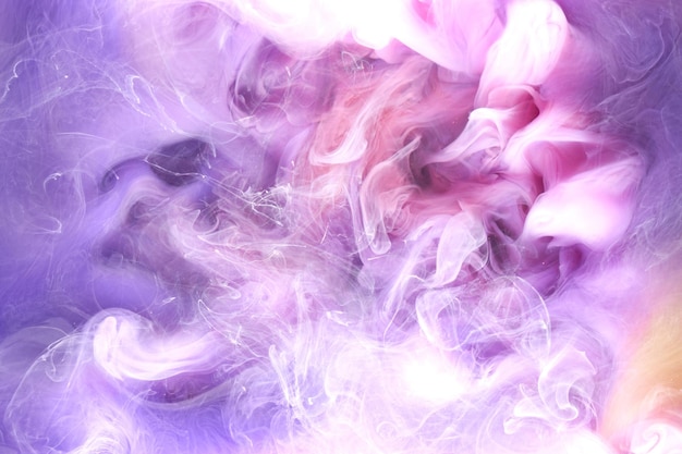 Purple lilac multicolored smoke abstract background acrylic paint underwater explosion