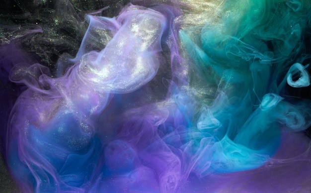 Purple lilac multicolored smoke abstract background acrylic paint underwater explosion