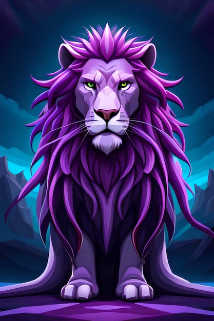 Purple lion with a purple mane