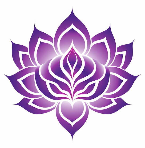 Photo a purple lotus flower with a white outline on a white background generative ai