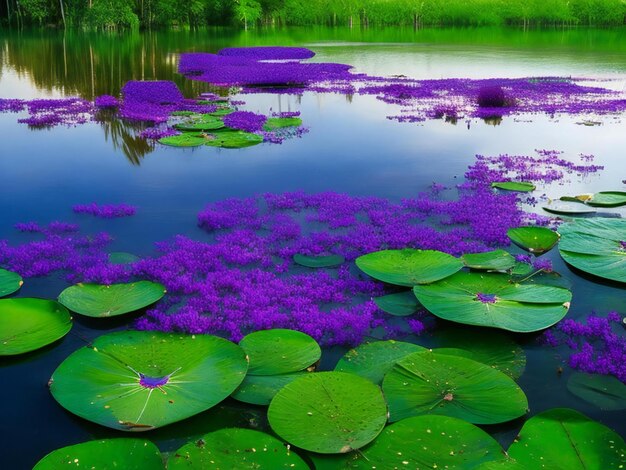 Purple lotus flowers in the water