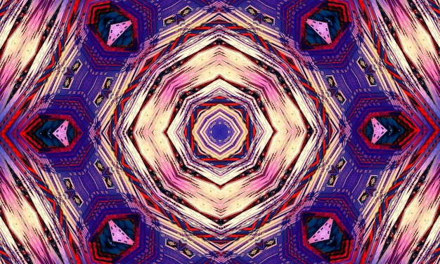 Purple magic kaleidoscope. The device of the universe, crescent moon and sun with a face on a black background. Magic kaleidoscope