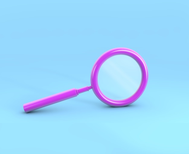 Photo purple magnifying glass minimal blue