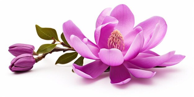 Purple magnolia flower Magnolia felix isolated on white background with clipping p Generative AI