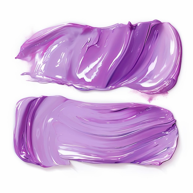 Purple makeup smears on white background Brushstroke acrylic smear