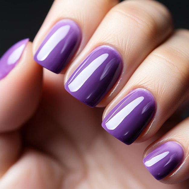 a purple manicure on a white background