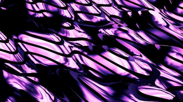 線と紫の金属の背景。 3Dイラスト、3Dレンダリング。