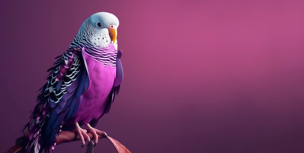 Purple model budgie in fashion style Generative AI