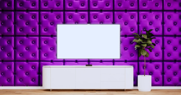 Purple modern roomminimal designs 3d rendering