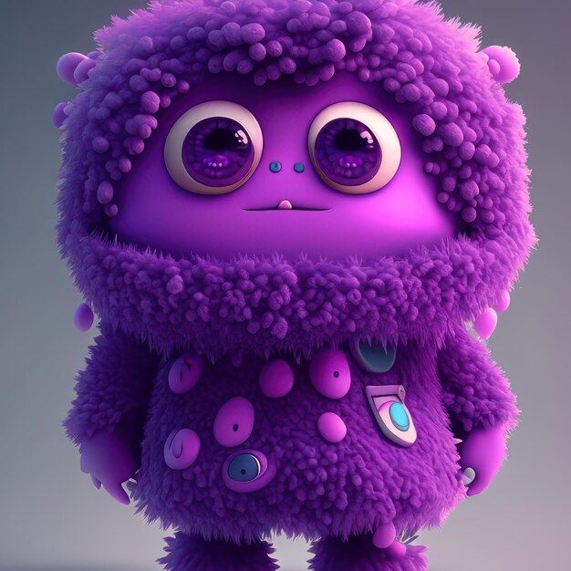 A purple monster with black eyes in green clothes generative ai