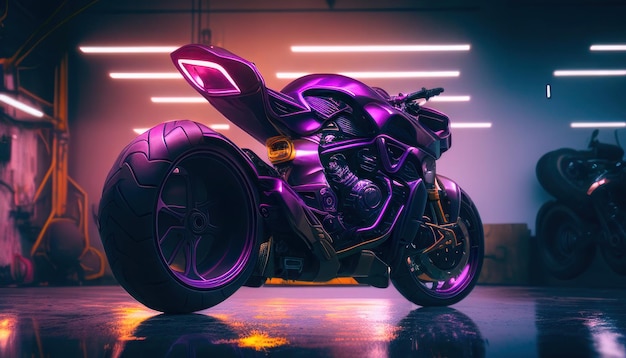 A purple motorcycle with the word ducati on the front.