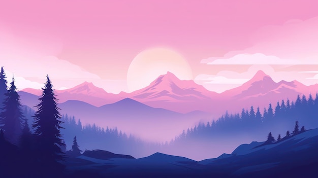 Premium Photo | Purple mountain illustration