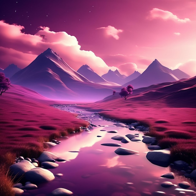 Purple mountain landscape background