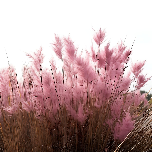Purple Muhly Grass Clouds of PinkishPurple Flowers River Gr Isolated on White Background Clean