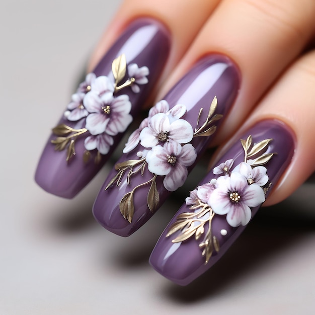 Stiletto nails with purple nail art | Nic Senior | Flickr