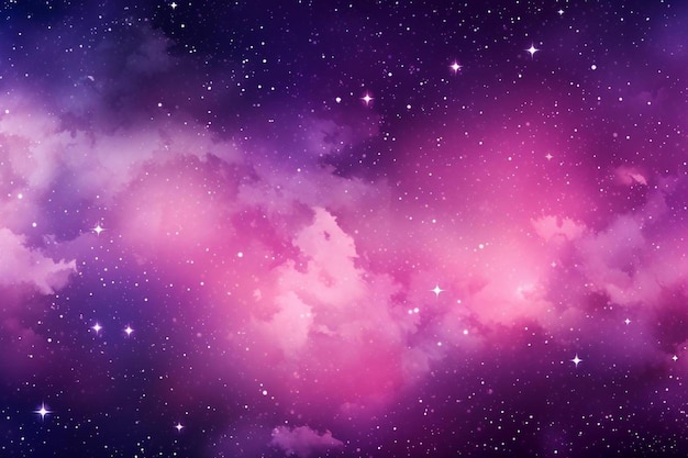 фиолетовая туманность со звездами на заднем плане.