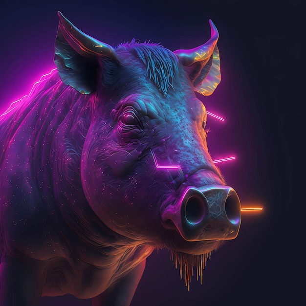 Purple Neon Boar