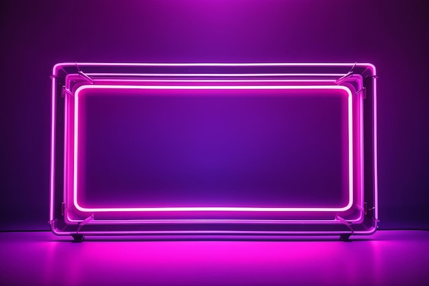 A purple neon frame with a purple background