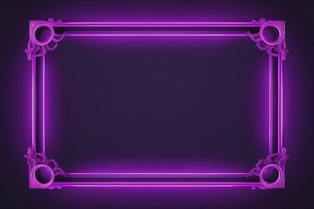 A purple neon frame with a purple background