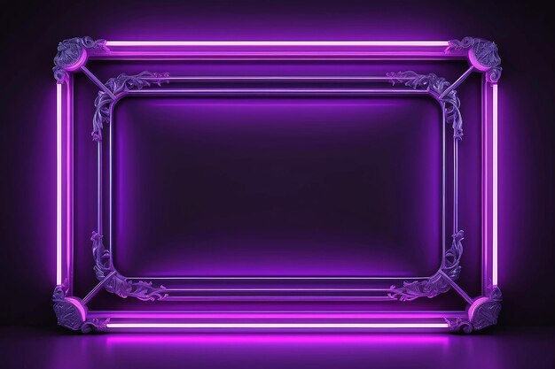 A purple neon frame with a purple background