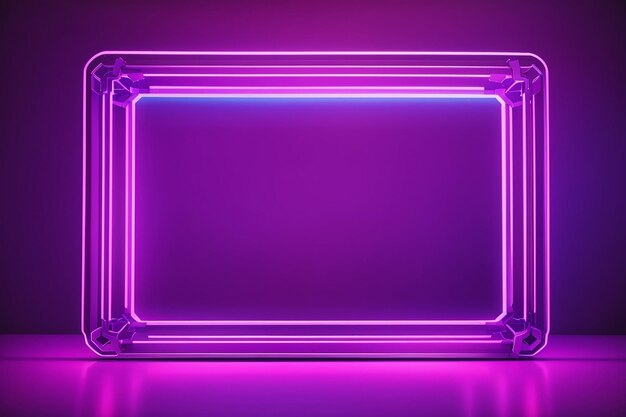 A purple neon frame with a purple background