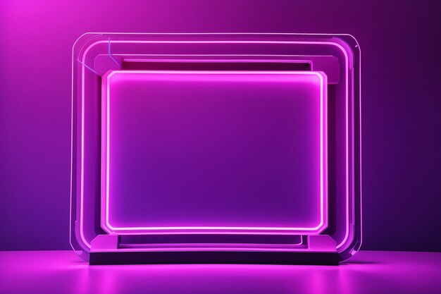 A purple neon frame with a purple background