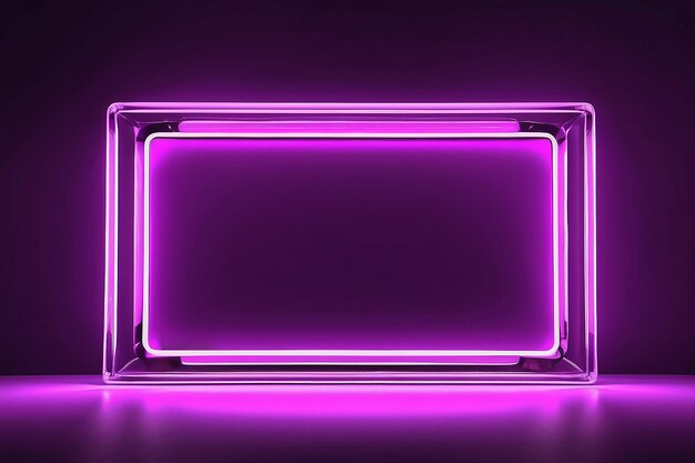 A purple neon frame with a purple background