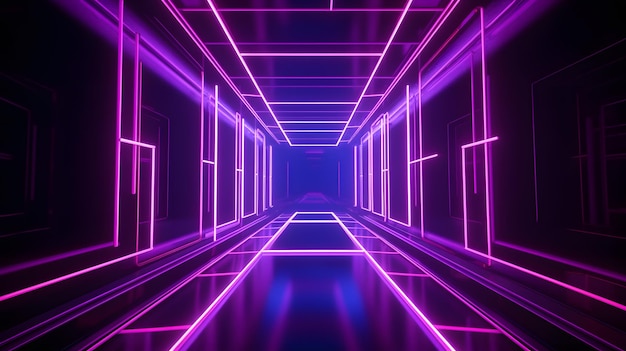 Purple neon lights in a tunnel