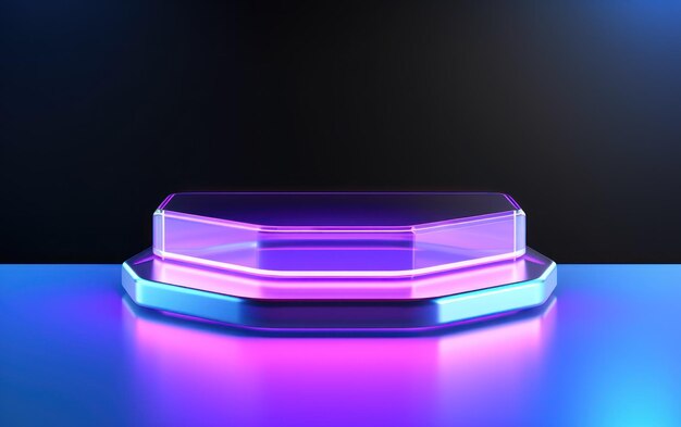purple neonlit stage with a luxurious and modern tone suitable