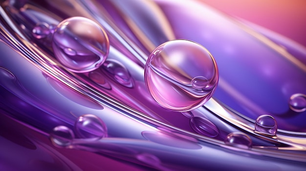 a purple object is shown with water drops and bubbles