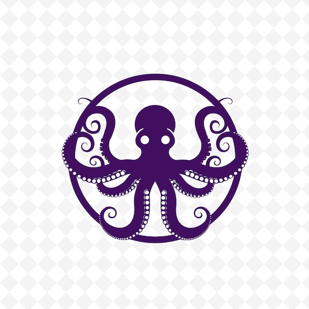 Photo a purple octopus on a white background with a pattern of the octopus on it