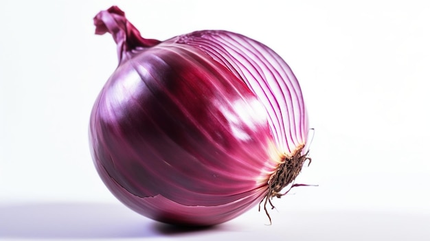 A purple onion with a stem