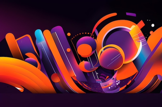 Фиолетовый и оранжевый фон с абстрактными формами