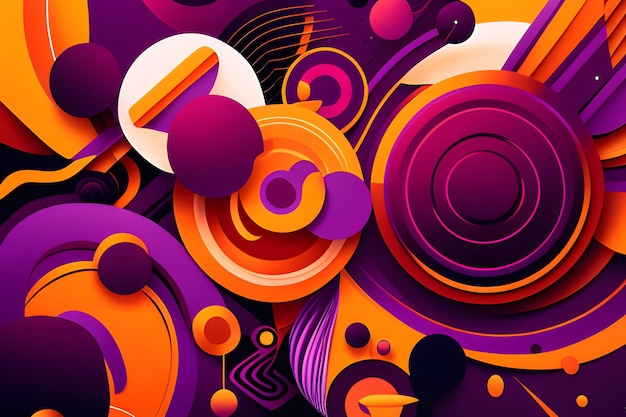 Purple and orange background with abstract shapes