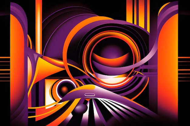 Purple and orange background with abstract shapes