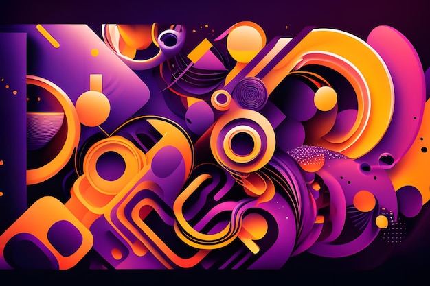 Purple and orange background with abstract shapes