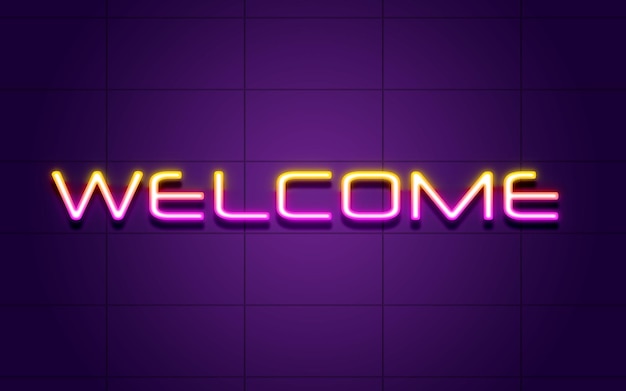 Photo a purple and orange sign that says welcome on it.